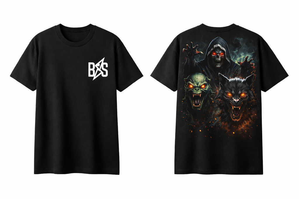 Horror-themed fashion with dark graphic